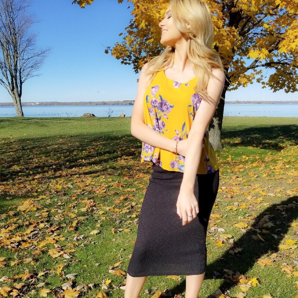 Sample Large Mustard Flowy Racerbank Tank MSRP $33